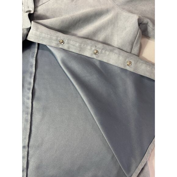 Rod's Womens Large Western Pearl Snap Shirt FLORAL Blue Microsuede Faux Suede LS - Picture 10 of 12